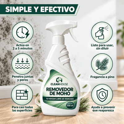 CLEANHOUSE Removedor de Moho | Paredes más limpias, frescas y protegidas en minutos.