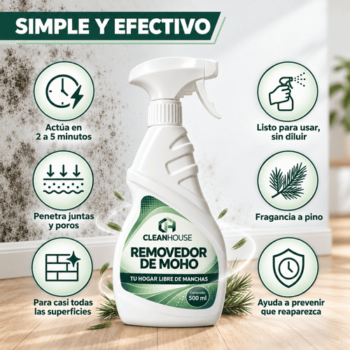 CLEANHOUSE Removedor de Moho | Paredes más limpias, frescas y protegidas en minutos.