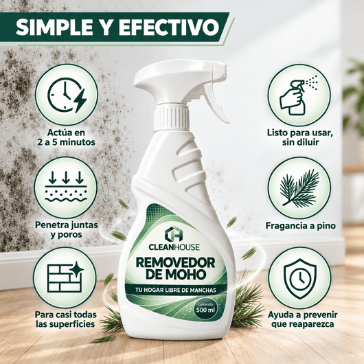 CLEANHOUSE Removedor de Moho | Paredes más limpias, frescas y protegidas en minutos.