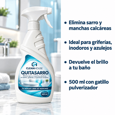 CLEANHOUSE Quitasarro | Baño y grifería relucientes, sin sarro en minutos.
