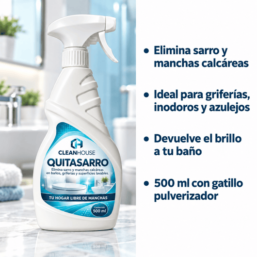 CLEANHOUSE Quitasarro | Baño y grifería relucientes, sin sarro en minutos.