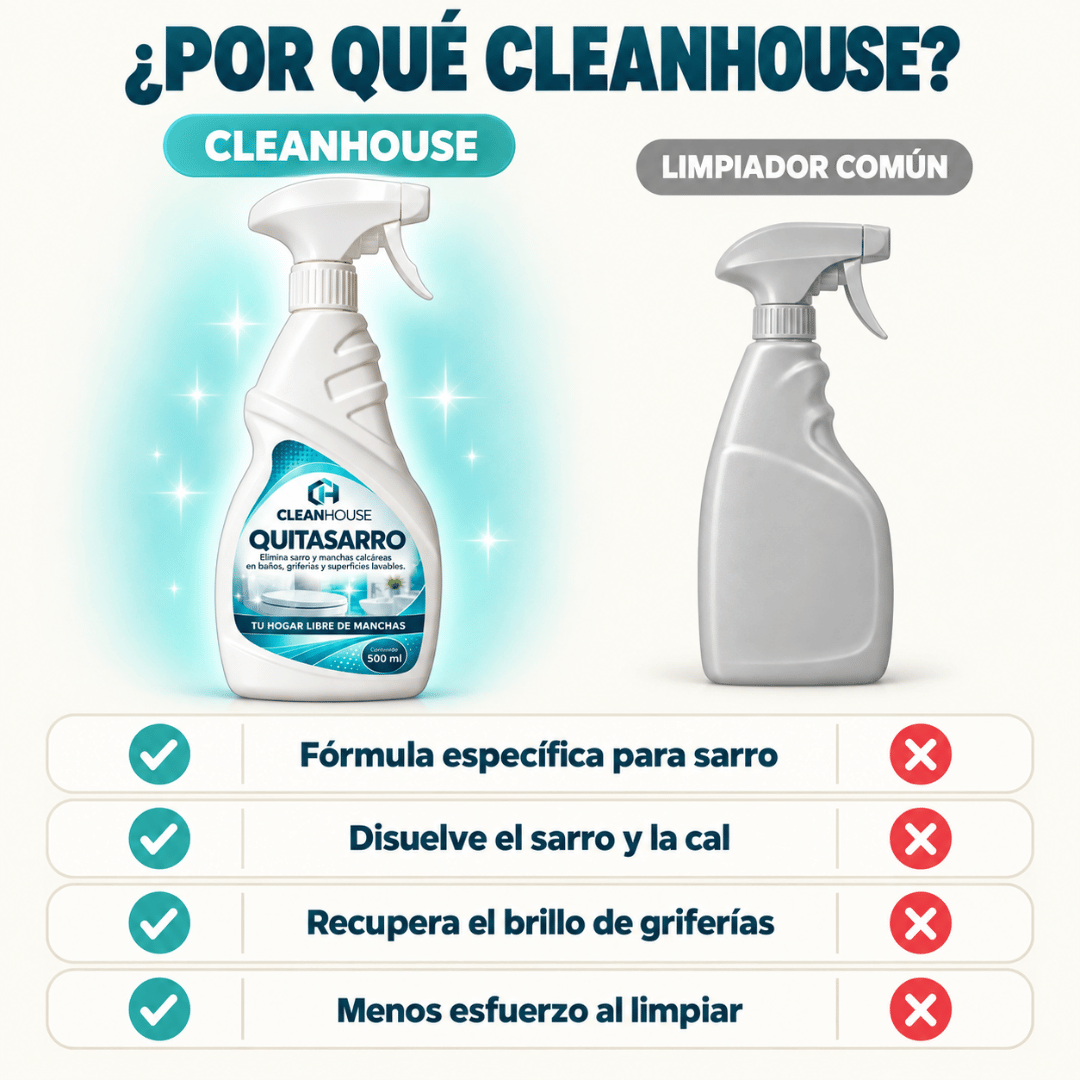 Quitasarro CLEANHOUSE vs. limpiador común