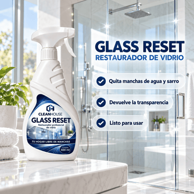 CLEANHOUSE Glass Reset | Vidrios y mamparas transparentes, sin manchas de agua.