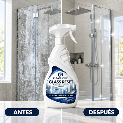 CLEANHOUSE Glass Reset | Vidrios y mamparas transparentes, sin manchas de agua.