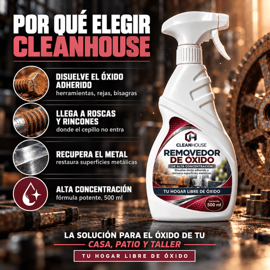 CLEANHOUSE Removedor de Óxido | Metales libres de óxido y con brillo renovado.